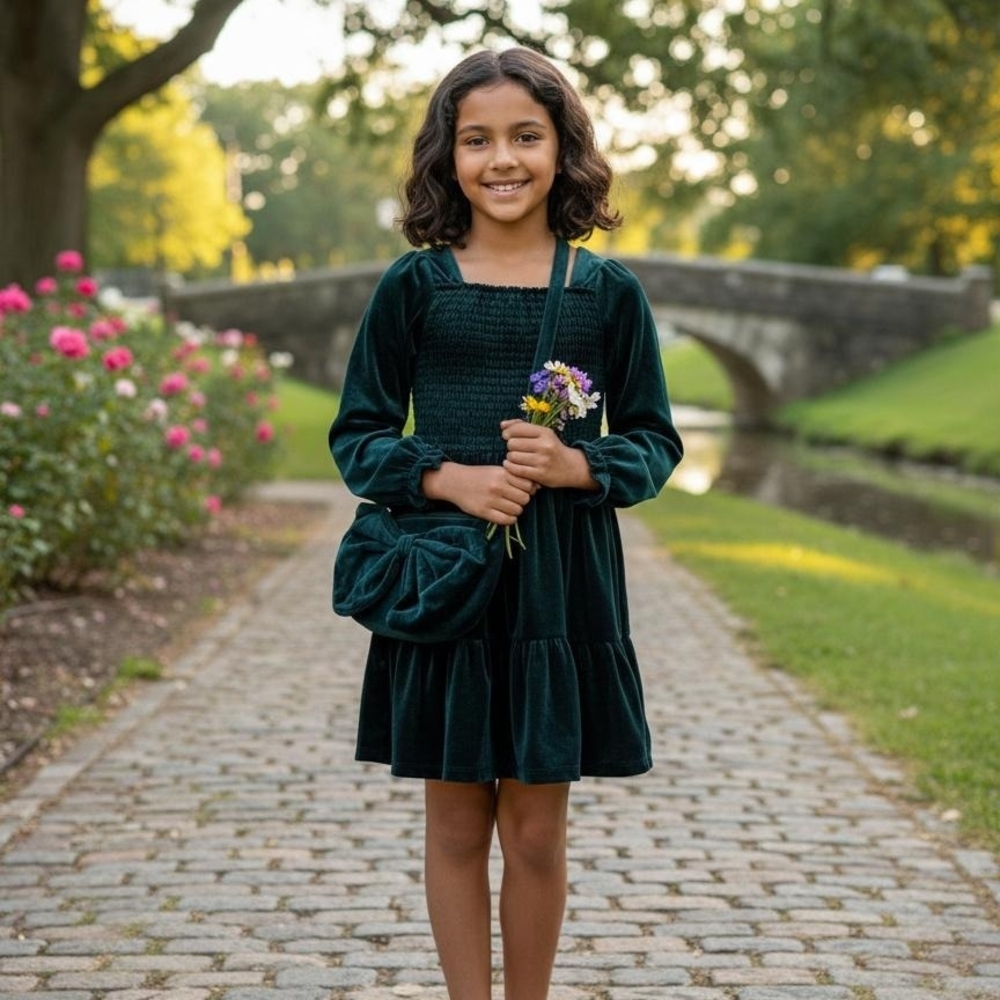Tahari Kids Dress in Dark Green